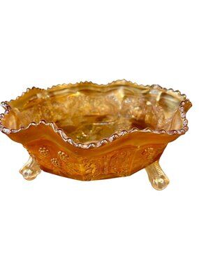 Antique Fenton Panther Carnival Glass Bowl Marigold Iridescence Master Berry  9"